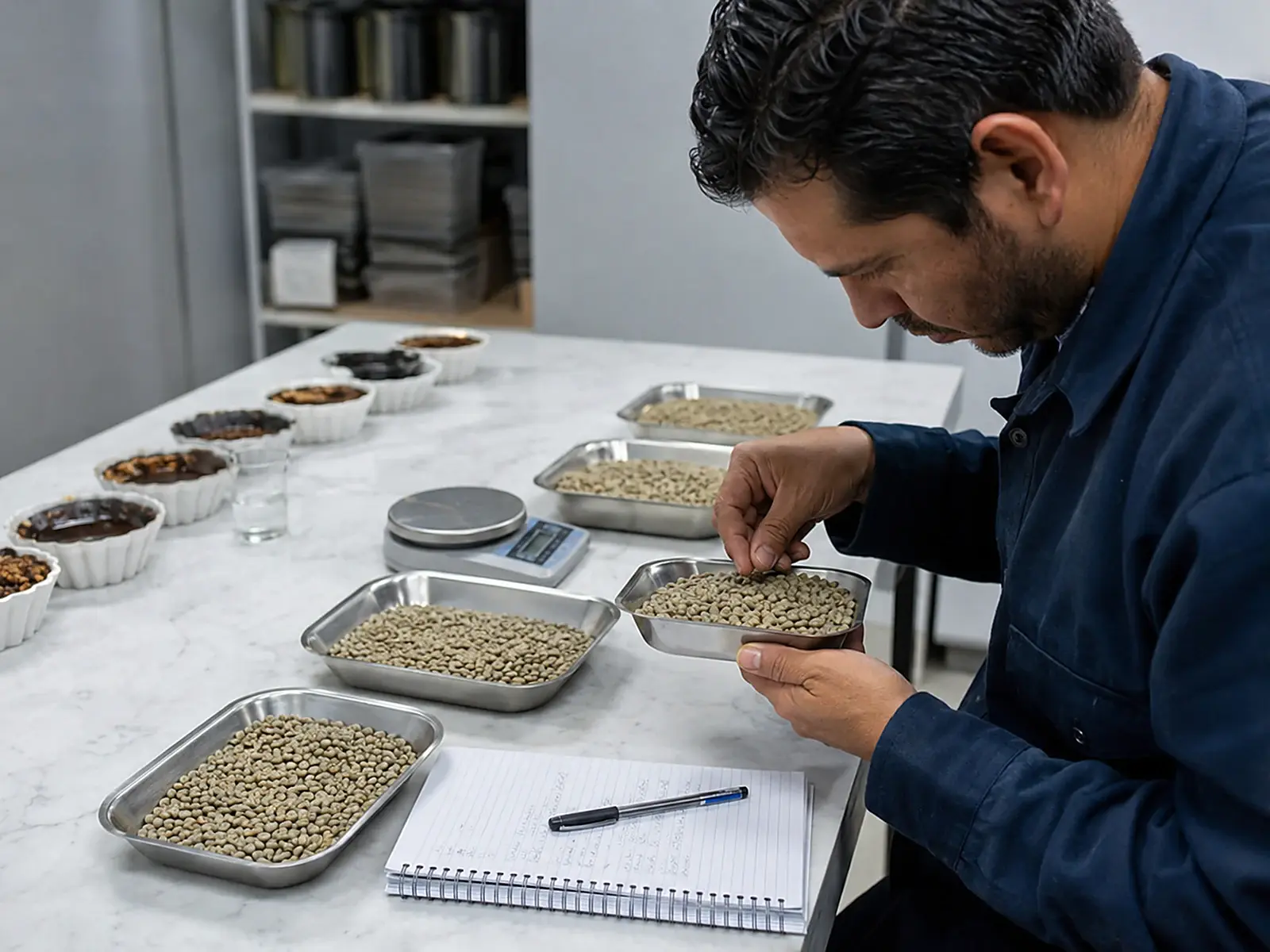 Quality inspection and grading of raw green coffee beans